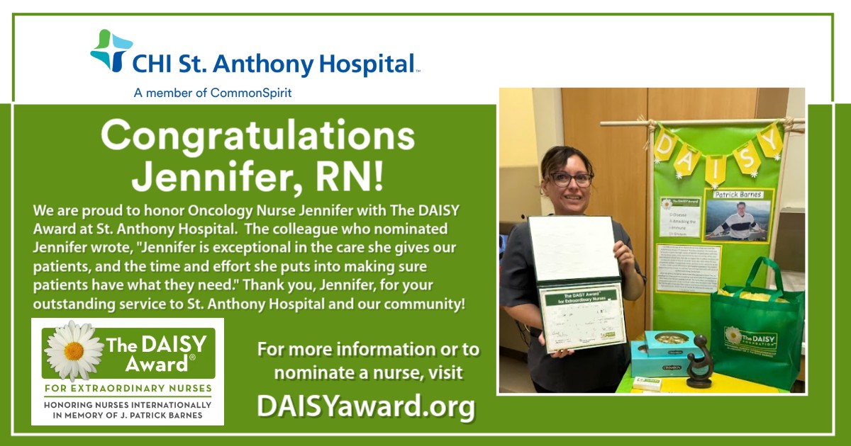 Image of DAISY Honoree Jennifer RN, who is a caring nurse in the Cancer Clinic