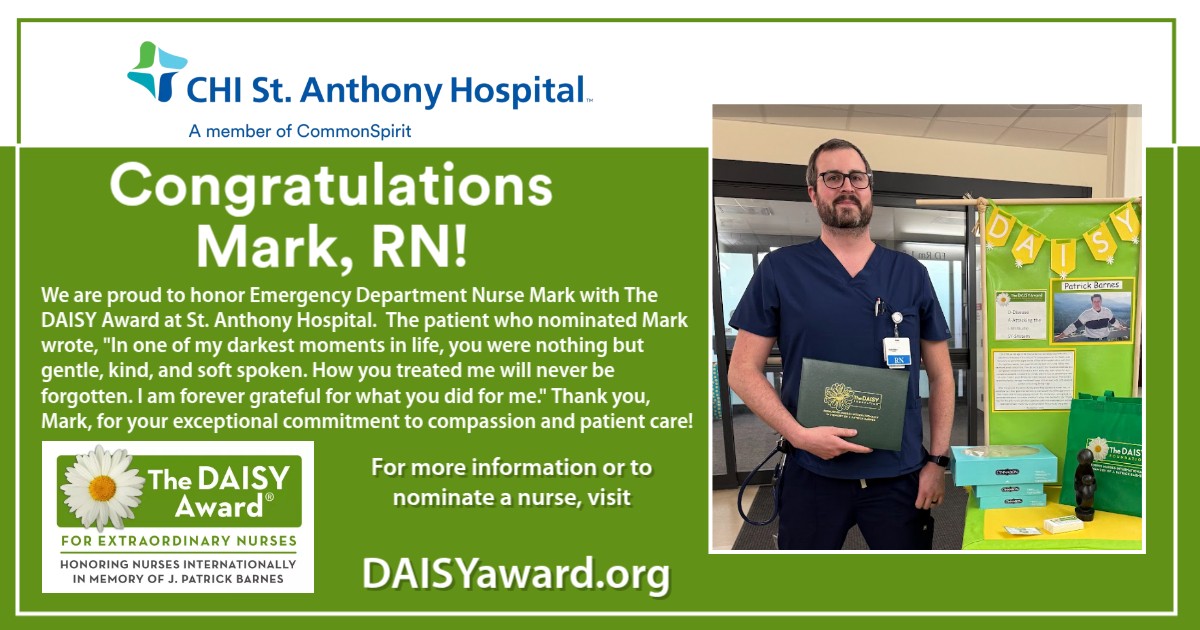 Image of DAISY Honoree Mark, who provides care in the Emergency Department.