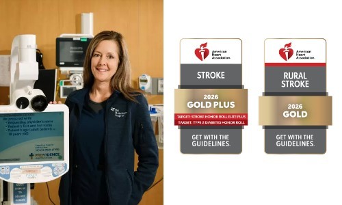 Tracy Holliday RN with images of AHA stroke awards